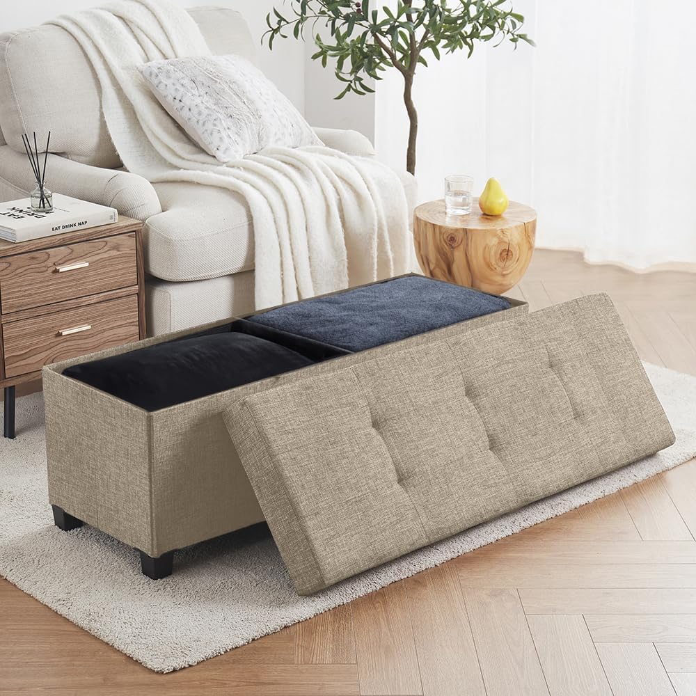 Ornavo Home 43 Inch Storage Ottoman, Large Storage Bench, Ottoman with Storag...