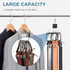 Belt Hanger, Belt Organizer for Closet 360° Rotatable Max 24 Belt Storage Space Saving Closet Organizers and Storage for Belt, Bra, Tank Top, Tie, Scarf, Purse 1Pcs
