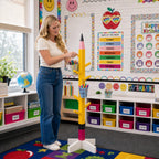 Mifoci Classroom Pencil Coat Rack Freestanding Bag Holder Heavy Duty Wood Pencil Shaped Backpack Rack Decorative Back to School Floor Coat Stand for Hat Cloth Key First Day of School Entryway Bathroom