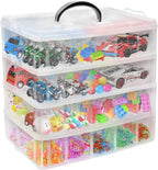 4-Tier Stackable Storage Container Box with 40 Adjustable Compartments, Plastic Organizer Box Transparent Storage Case for Kids Toys, Art Crafts, Jewelry, Supplies, Fuse Beads, Washi Tapes
