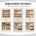 𝐌𝐄𝐂𝐈𝐍𝐅𝐔𝐋 Shoe Storage Organizer 2 Pack, Fabric Stackable Shoe Box with Clear Lid & Adjustable Dividers, Foldable Closet Organizer Fits 16-32 Pairs, Dustproof for Bedroom Entryway