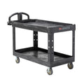 Rubbermaid Commercial Products BRUTE Heavy Duty 2-Shelf Utility/Service Cart, Medium, Lipped Shelves, Ergonomic Handle, 750 lb Capacity, Black, for Warehouse/Garage/Cleaning/Office