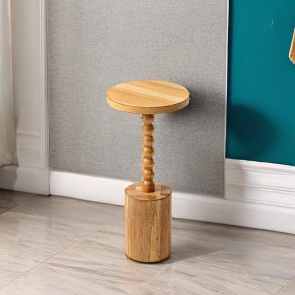 COZAYH Set of 2 Farmhouse Pedestal End Tables, Round Rustic Wood Drink Table ...