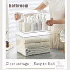 Clear plastic storage bins with LIDS-4packs,storage containers for snacks, cosmetics, books, dog food, Storage Organizer for Nursery，Kitchen, Living room,Bedroom, Bathroom, Office