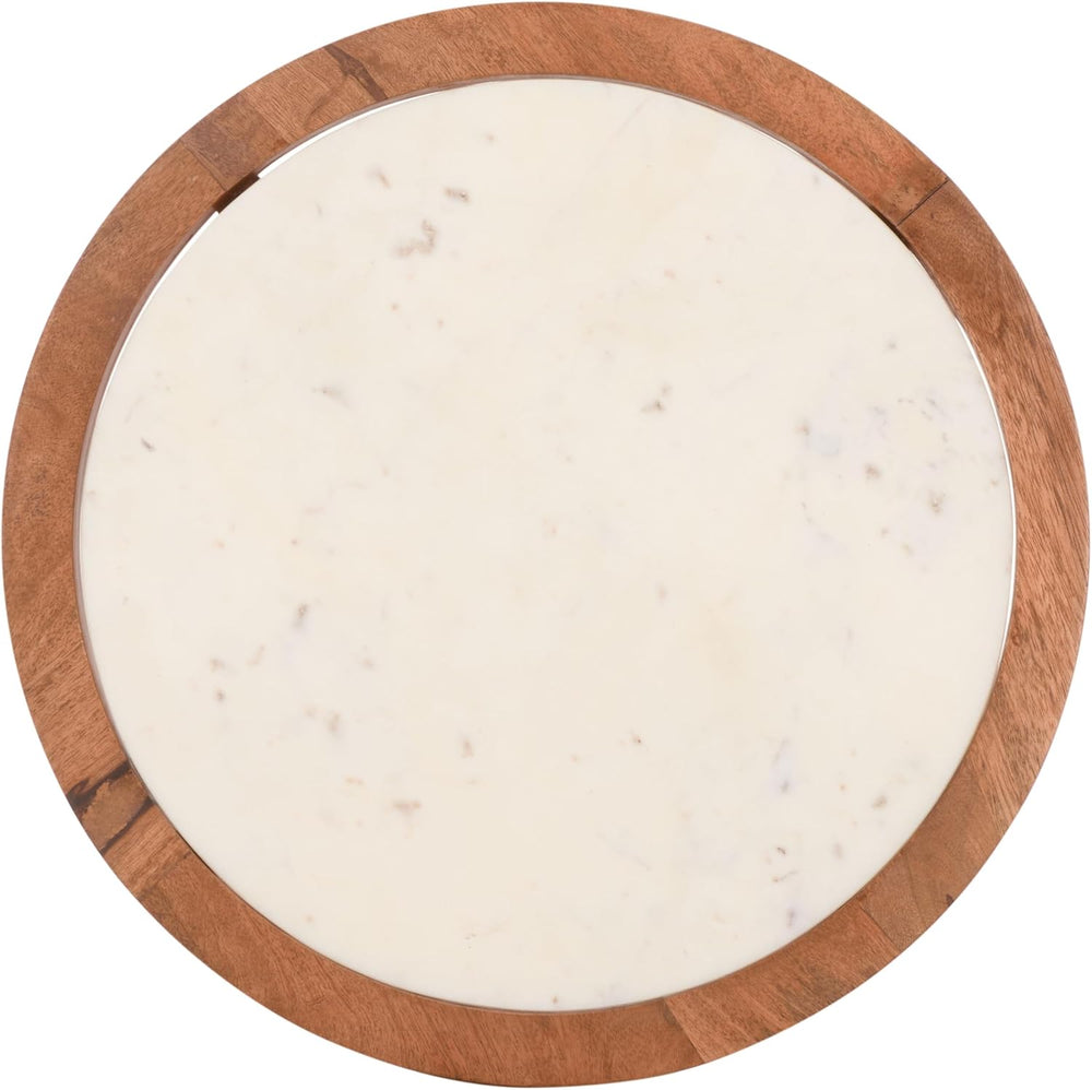 SAFAVIEH Home Collection – Minori Walnut Solid Wood & White Marble Round ...