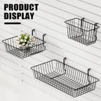11.8" L x 5.9" D x 5.9"H - 6 pcs Black Wire Baskets for GridWall and SlatWall - Merchandiser Baskets,Grid wall Shelves Hanging Wire Basket Multi Function Storage Organizer