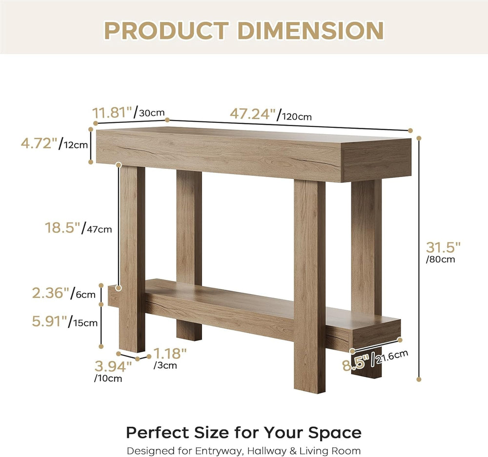 Console Table for Entryway, 47.2" Narrow Farmhouse Sofa Table with Thick...