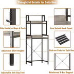 3-Tier Kitchen Bakers Rack with Adjustable Shelves, Freestanding Kitchen Microwave Stand with Storage, Split Design Coffee Bar Shelf for Home Office (Black Oak, 25.6")