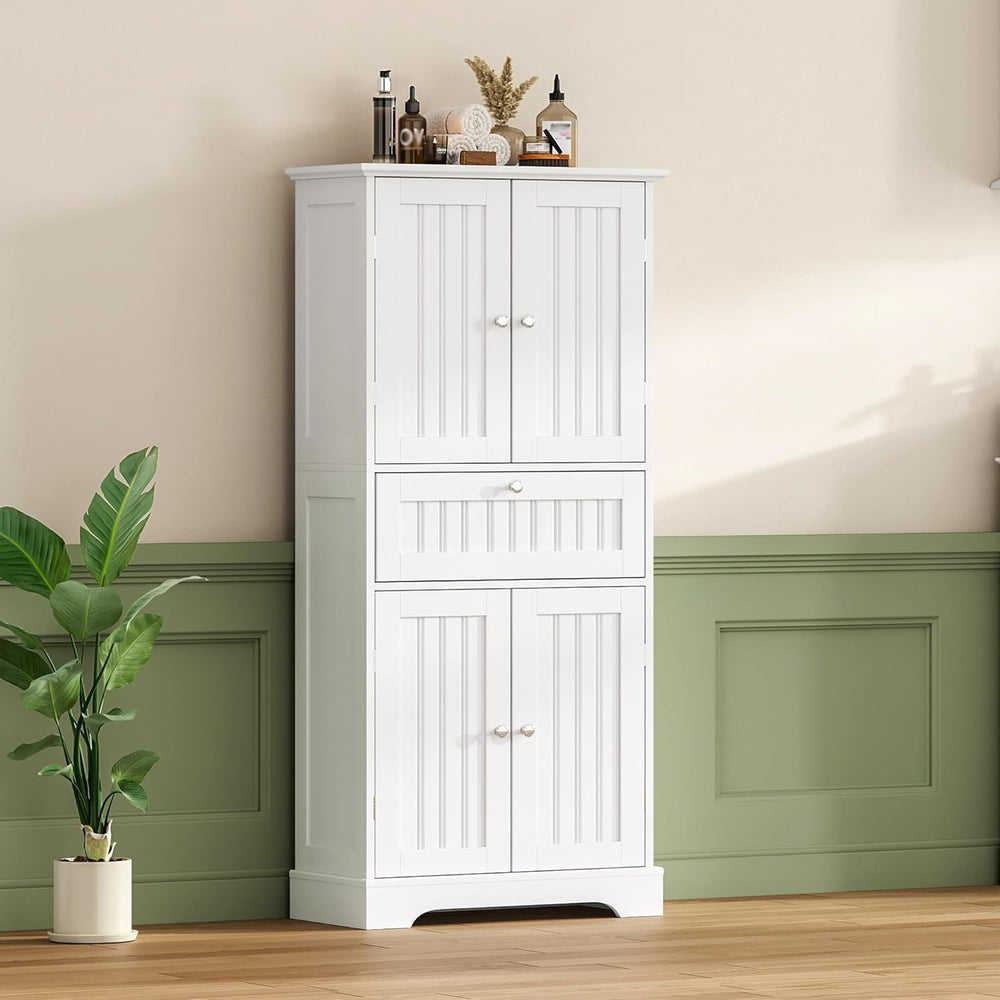 ChooChoo 51" H Bathroom Floor Cabinet with Drawers and Adjustable Shelve...