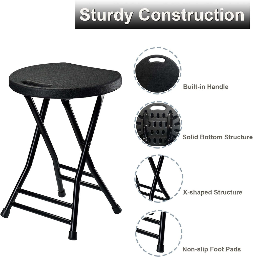 COOZMENT Folding Stool with Handle, Folding Chair,Folding Bar Stool with Non-...