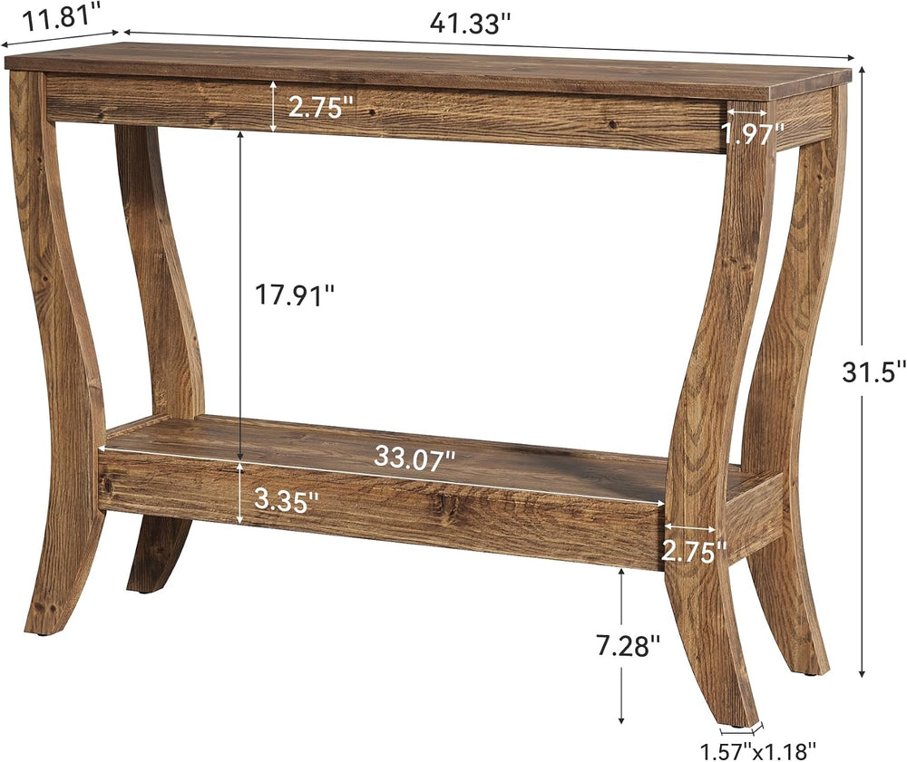 Solid Wood Console Table for Entryway, 41.3-Inch Farmhouse Sofa Table with St...