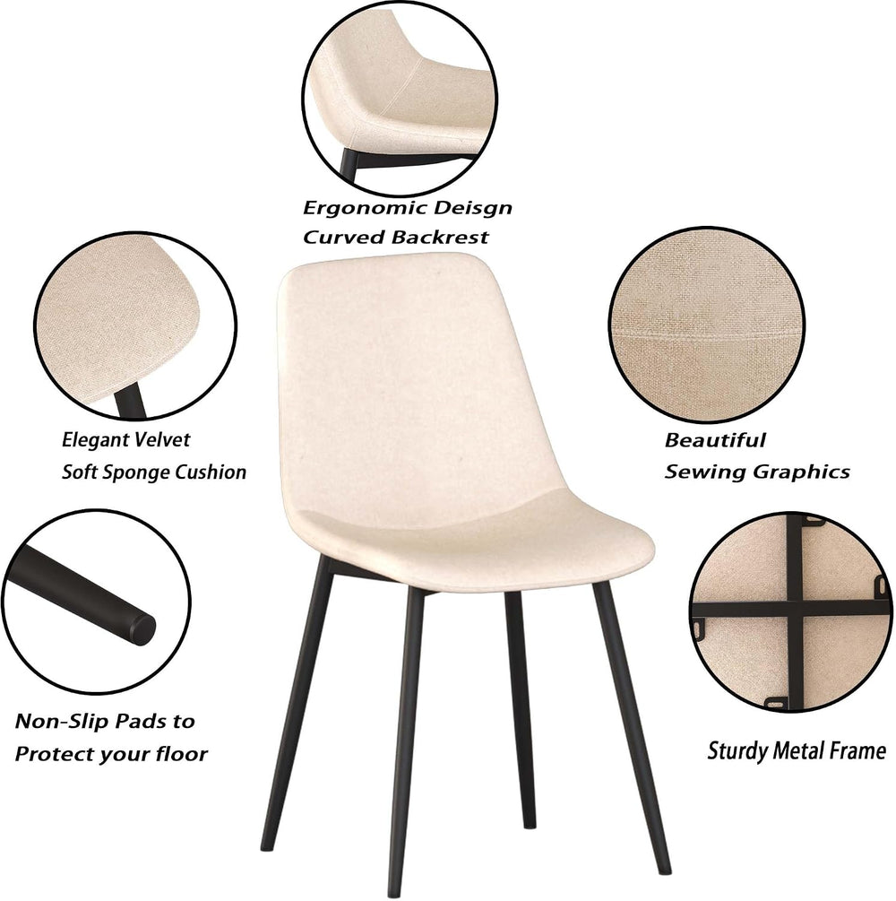 Small Dining Table Set for 4, Modern Dining Table and Chairs Set with 4 Fabri...