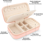 DesignSter Travel Jewelry Box, PU Leather Portable Jewelry Case, Small Jewelry Boxes for Gifts, Travel Jewelry Organizer for Women Rings Earrings Necklaces Bracelets (Dusty Pink)