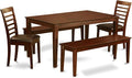 East West Furniture CAML5C-MAH-LC 5 Piece Dining Room Furniture Set Includes a Rectangle Kitchen Table and 2 Faux Leather Dining Chairs with 2 Benches, 36x60 Inch, Mahogany