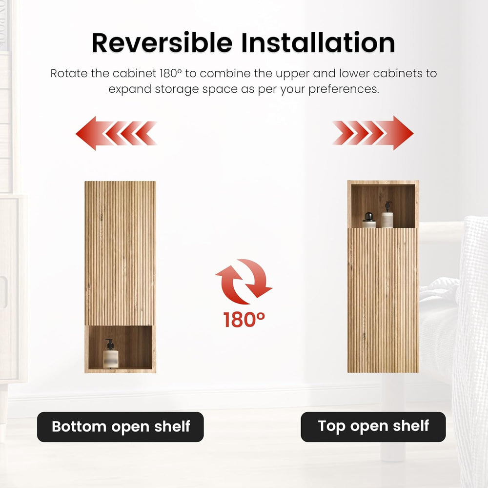 12" Floating Bathroom Storage Cabinet, Modern Bathroom Wall Cabinets wit...