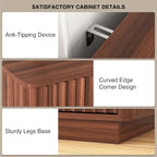 63'' Fluted TV Stand for TVs up to 75'', Modern Long Media Console with Storage Cabinets & Adjustable Shelves,Entertainment Center for Living Room Bedroom (Walnut)