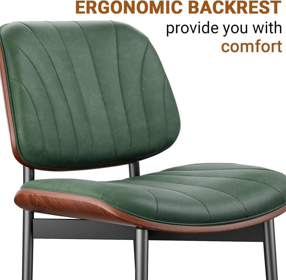 REONEY Dining Chairs Set of 2, Mid-Century Modern Kitchen Chairs, Green