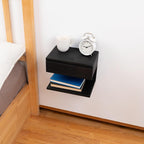 Floating Nightstand Side Accent or End Table with Storage Drawer, Wood Bedside Shelf, Handmade Floating Table, Nightstand Shelf (Black)