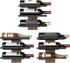 Hoctieon 3 Tier Wall Mount Wine Rack Set (9 Bottles), Wall Mounted Wine Bottle Rack for Display and Storage, Hanging Bottle Holder, for Living Room, Dining Room,Bar,Wine Cellar,Rustic Brown