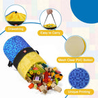 Toy Storage Organizer Basket Bag with Drawstring for Buliding Bricks, Blockets,Puzzles,Playroom Cinch Bucket Carrying Bag with Handle (Blue)