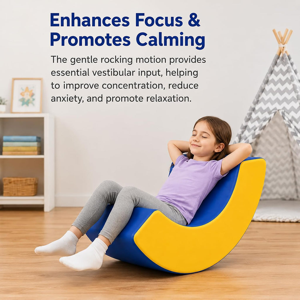 Sensory Rocking Chair with Waterproof PU Cover | High-Density Foam Portable Sensory Chair for Kids, Classroom Rocker for Focus & Engagement, Handle Design