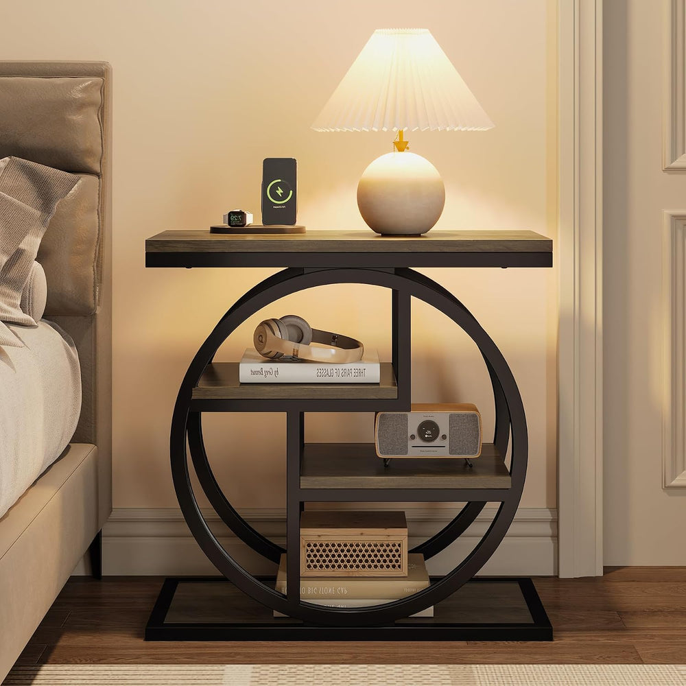 Tribesigns End Table for Living Room, 4-Tier Narrow Side Table with Storage S...