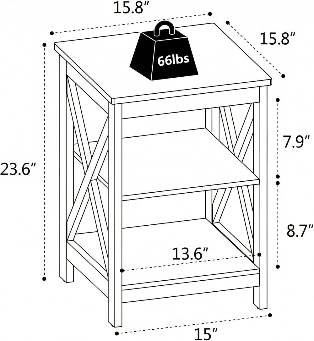 SEJOV Side Table for Living Room, White End Table with 3-Tier Storage Shelves...