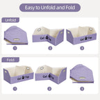 Cat Toy Basket, Kitten Toys Storage Organizer Foldable Fabric Bin Pet Supplies Chest Holder Trapezoid Container with Metal Handles for Organizing Cats Clothes Accessories, Purple