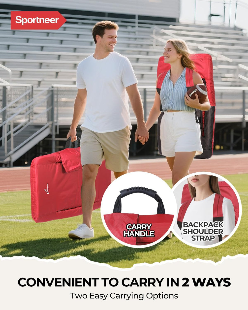 Sportneer Stadium Seats with Back Support: 2.5'' Thick Comfy Cushion ...
