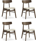 Wooden Dining Chairs Set of 4, Upholstered Modern Dining Room Chairs, Mid Century Oak Kitchen Chairs with Curved Wood Backrest for Kitchen, Restaurant, Farmhouse (Cream Fabric & Walnut Color)