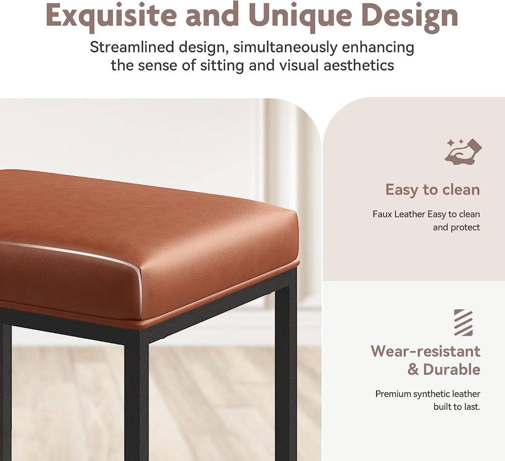 ALPHA HOME 24 Inch Counter Height Bar Stools Set of 3, Brown | Modern Barstoo...