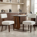 Dining Chairs Set of 2, Fabric Upholstered Wood Kitchen Chairs, Linen Curved Backrest Accent Chairs,Farmhouse Modern Dining Chairs with Foot Pad for Kitchen/Living Room/Restaurant/Cafe-Beige