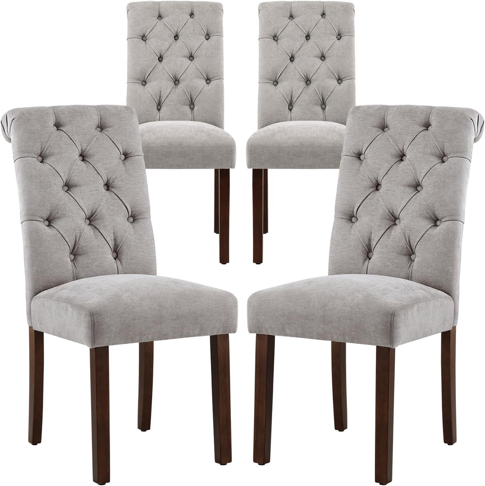 COLAMY Button Tufted Dining Chairs Set of 4, Parsons Upholstered Fabric Dinin...