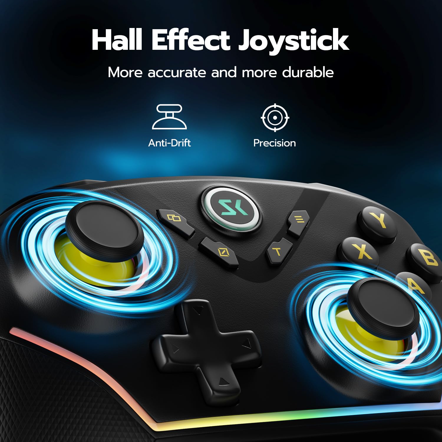 ISHAKO PC Gaming Controller - Wireless/Bluetooth Controller with 1200mAh Battery, 4-Back Buttons, Hall Effect Joysticks&Triggers, Work for Windows PC, Steam, Luna, Tesla, Mac, Android and Switch - Black