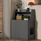 Large/Tall Litter Box Enclosure, Modern Wooden Litter Box Furniture for XL Litterbox with Open Shelf as Sideboard Cabinet (Black)
