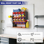 Wall Mount Spray Can Holder, Aerosol Spray Bottle Holder Storage Rack, Heavy-Duty Paint Bottle Organizer with 8 Can Holes & 4 Steel Hooks, 4 Plastic Hooks for Garage, Shop, Home or Tool Trailer