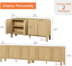 WAMPAT Modern TV Stand for TVs Up to 120 inches,126" W Farmhouse Entertainment Center with Adjustable Shelf and 4 Doors,Media Console Table TV Cabinet for Living Room,Oak