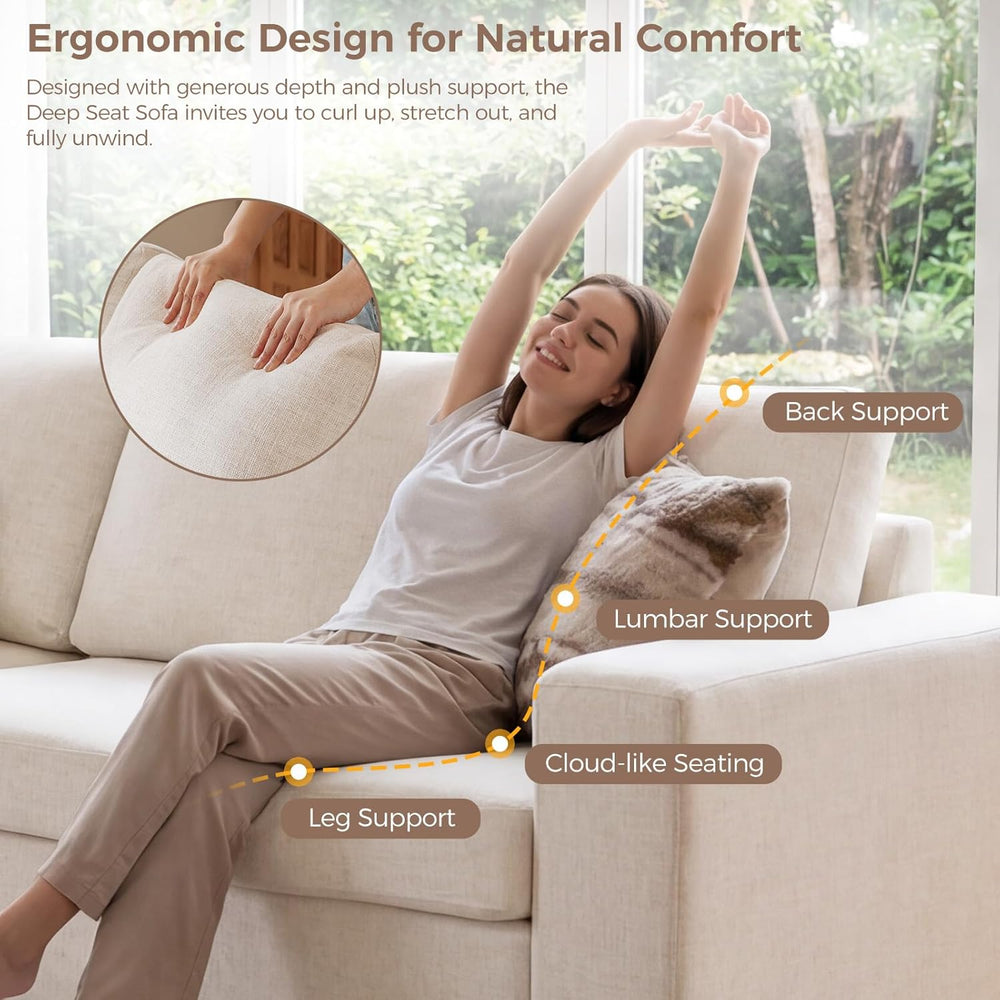ELUCHANG Oversized 85'' Couches for Living Room, Modern 3-Seater Clou...