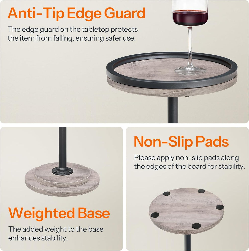 HOOBRO Small Round Side Table, Drink Table, Coffee Martini Table with Pedesta...