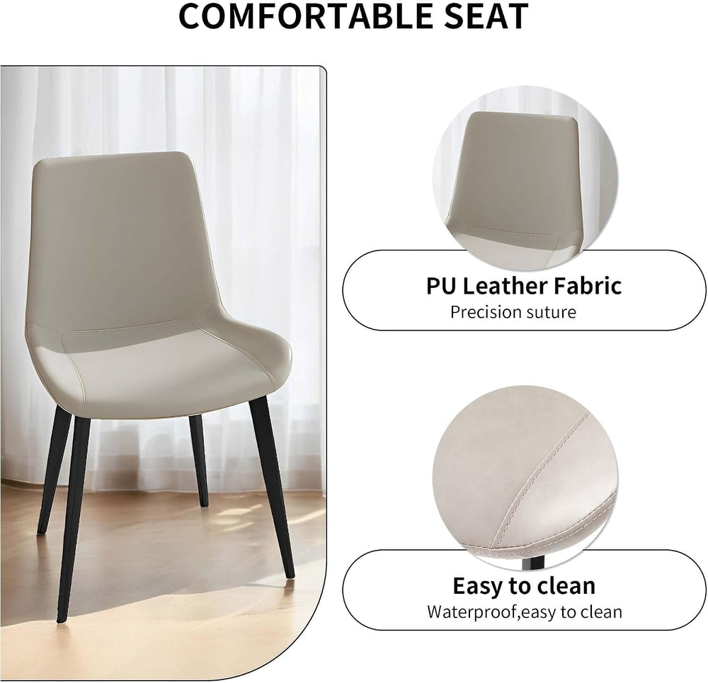 Dining Chairs, Modern PU Leather Dining Room Chair with Sturdy Metal Legs, Up...