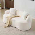 72” Curved Loveseat Sofa, Modern Teddy Boneless Couch with 2 Pillows for Small Spaces Living Room Bedroom, No Assembly Required (Cream White)