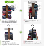 Mkono Wooden Tie Rack Retro Tie Belt Storage Hanger Organizer for Men Closet Space Saving Rack with 20 Non-Slip Hooks for Ties Belt Scarf Organize 360 Rotate Hanger Tie Display Holder, 1 Piece, Brown
