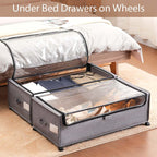 Under Bed Storage with Wheels, Under Bed Storage Containers,Underbed Shoe Storage, Drawers for Under Bed, Lockable, Heavy Duty, XXXXL Size 90L