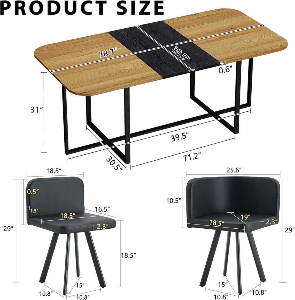 Dining Table Set for 8, 79" Large Dining Room Table Set for 8, Modern Fa...