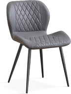 Dining Chair, Comfy Modern Dining Chairs with Thick Cushions, Upholstered Fabric Kitchen Side Chairs with Adjustable Metal Legs for Dining Room (Dark Grey)