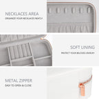 Jewelry Box Small Jewelry Boxes, PU Leather Portable Travel Jewelry Case, Large Capacity for Rings Earrings Necklaces Bracelets Watch, White C