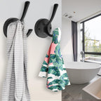 Black Towel Hooks, 2 Pack Coat Robe Hook Heavy Duty Metal Double Bathrobe Hook Wall Mounted, Hand Towels Hooks for Cubicle Bathroom Kitchen Closet Garage