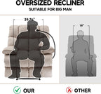 Oversized Recliner Chair, Big Mans Recliner Chairs for Adults 400lbs, Wide Recliners for Tall Man, Large Recliner Chair for Living Room(Cream)