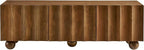 Modway Sorren 54 Inch Scalloped TV Stand in Walnut – 3 Door Media Console Cabinet – Modern Storage TV Stand with Doors