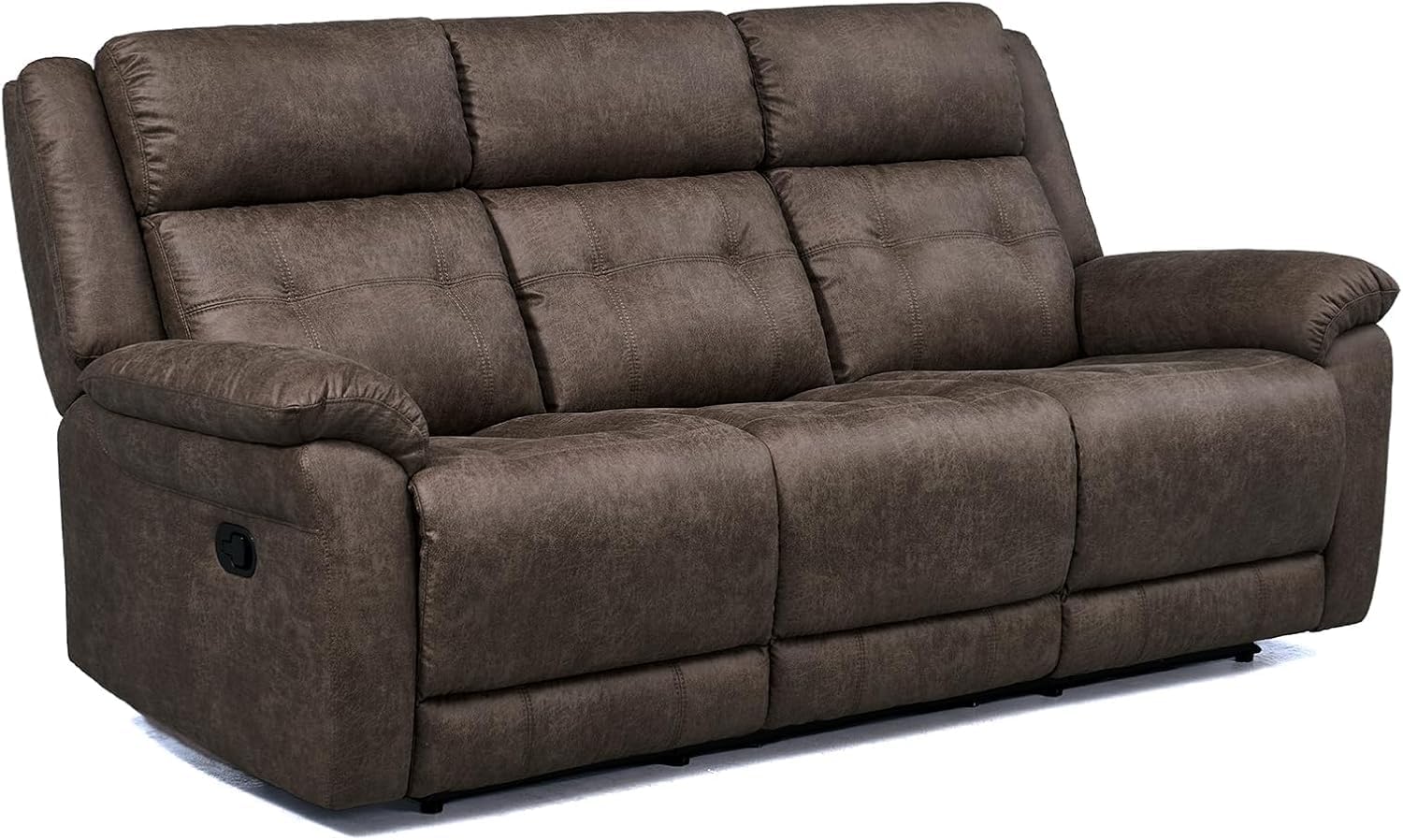 Oversized Manual Recliner Sofa, 86” Extra Wide 3 Seater Reclining Couch for Living Room, Dual Pull Handle Recliners, Upright Middle Seat, One-Piece Design No Assembly Required, Performance Fabric